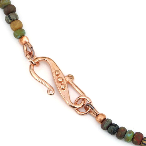 solid copper s-clasp set with raised dots on both sides