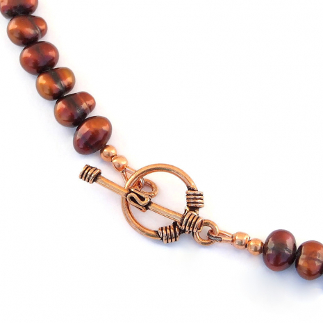 solid copper toggle clasp set
