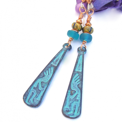 southwest kokopelli handmade jewelry turquoise glass african beads