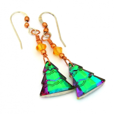 sparkling christmas tree earrings gift for women