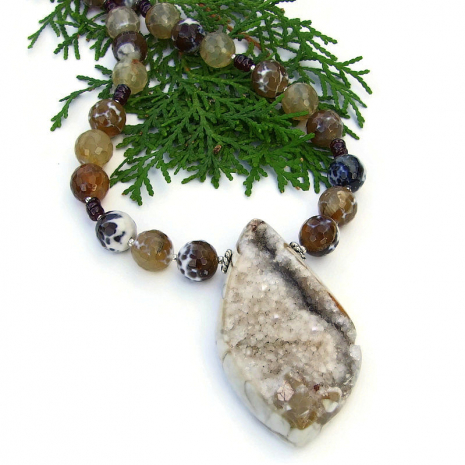 sparkling druzy pendant jewelry fire agate red garnet