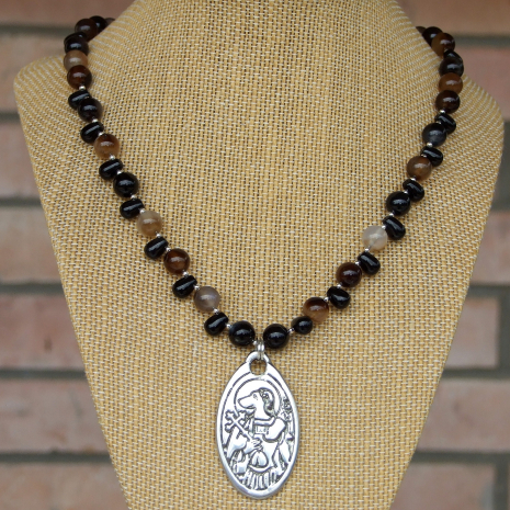 st christopher dog head pendant necklace handmade gift for her