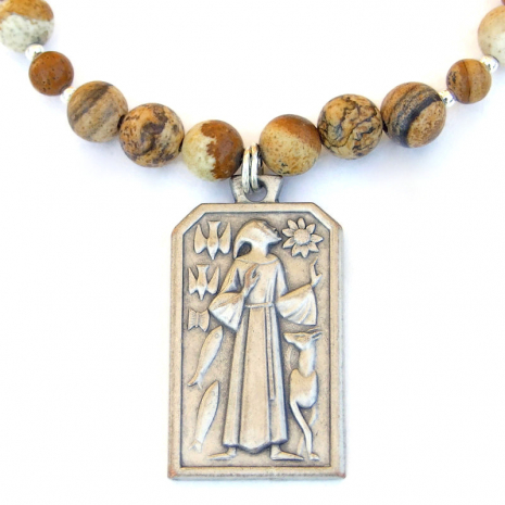 st francis animals handmade necklace pray for us jewelry gift for her