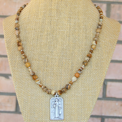 st francis pendant necklace handmade pray for us spiritual jewelry gift women