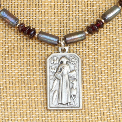 st francis pendant necklace handmade religious gift for women