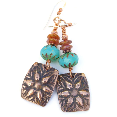 star flower earrings copper handmade gift for women