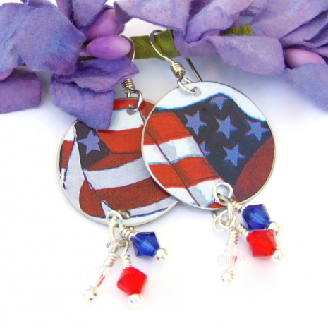 stars and stripes patriotic flag earrings