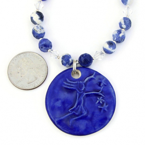 stars girl ceramic pendant jewelry gift for her