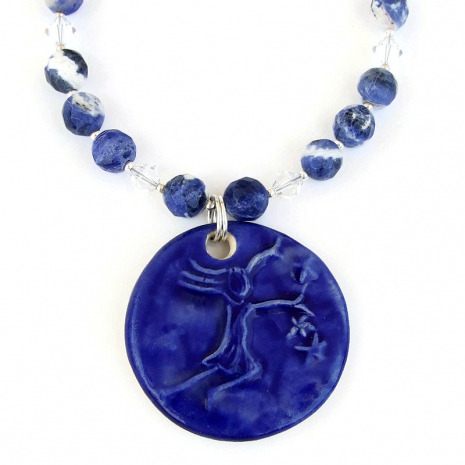 stars girl ceramic pendant necklace gift for her