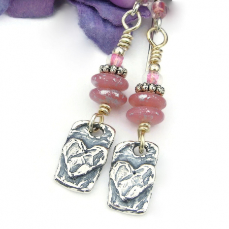 sterling hearts jewelry pink handmade