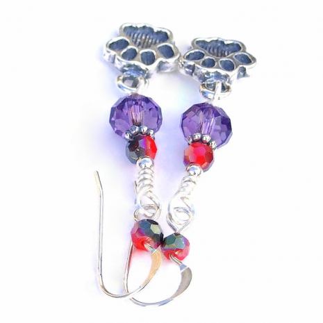 sterling paw print jewelry dog lover purple red