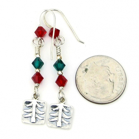 sterling silver christmas tree jewelry red green swarovski crystals