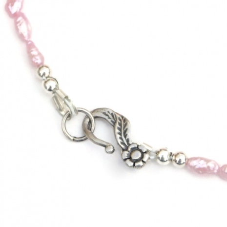 sterling silver flower and leaf hook clasp set