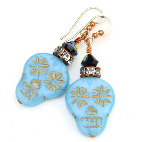 sugar skull day of the dead jewelry handmade Halloween gift for women