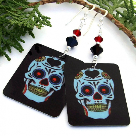 Sugar skulls Halloween earrings.