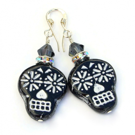 sugar skulls earrings handmade gift for women