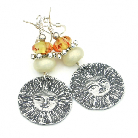 sun earrings handmade gift for women