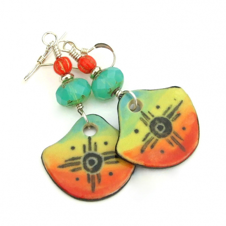 sun symbol handmade earrings gift for women