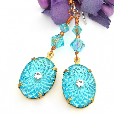 sunburst vintage crystal handmade jewelry Swarovski crystals