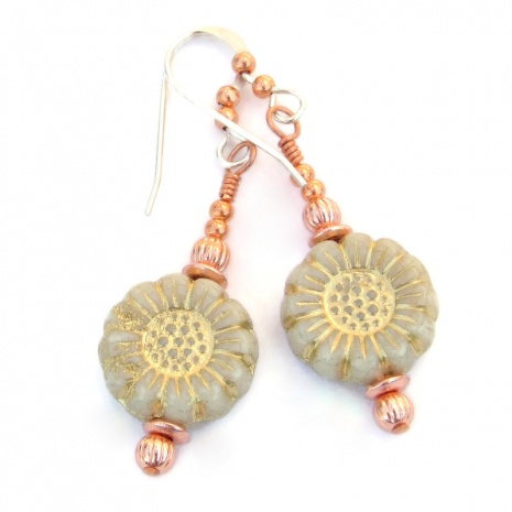 sunflower flower earrings handmade floral gift for women
