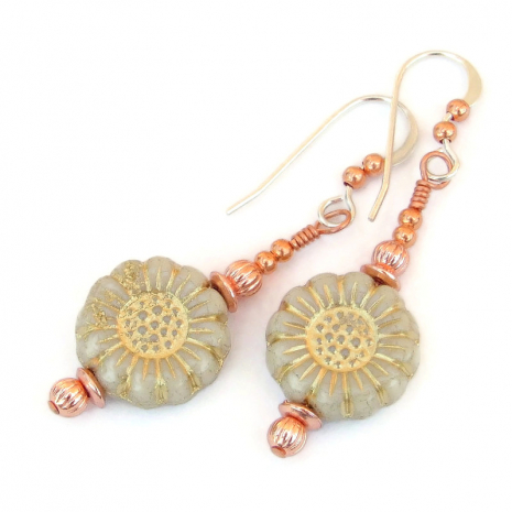 sunflower flower jewelry handmade floral gift for women