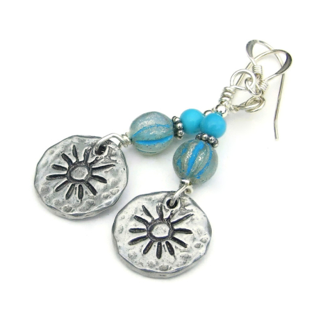 suns running horses handmade earrings gift for her horse lover