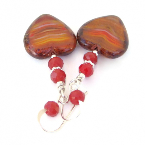 sunset hearts handmade jewelry valentines day czech glass