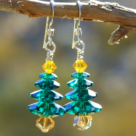 swarovski crystal christmas tree jewelry handmade gift for her