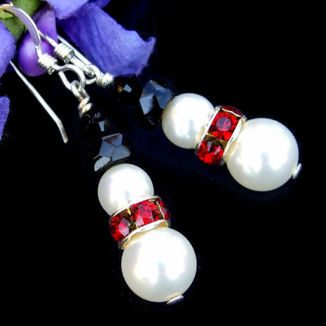 swarovski pearls crystals snowmen jewelry christmas handmade