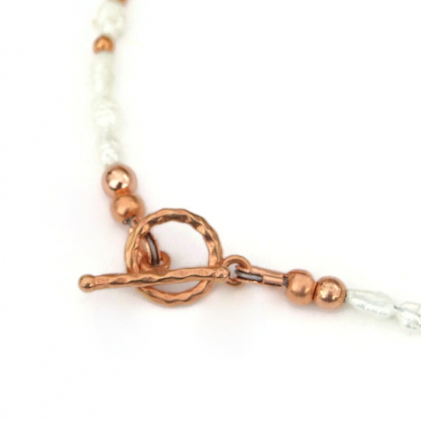 textured copper toggle clasp set