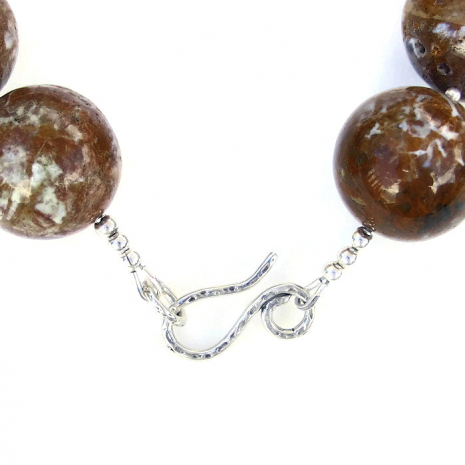 textured sterling silver hook clasp set