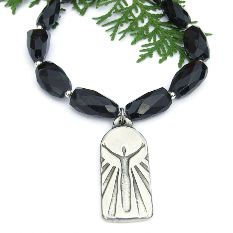 thankful necklace golden obsidian gemstones handmade spiritual jewelry