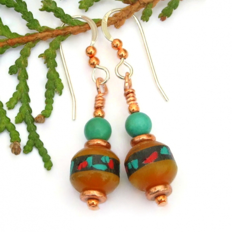 tibetan bead earrings gift for women