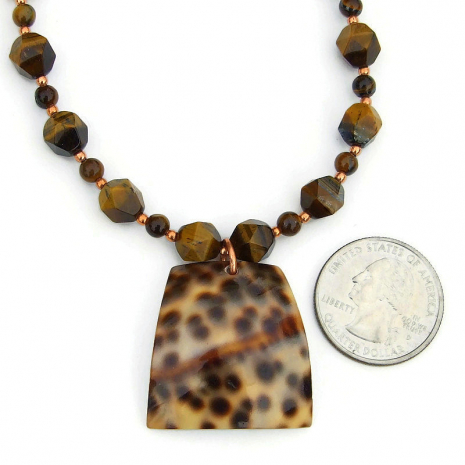 tiger cowrie shell golden tigers eye handmade jewelry gift for her
