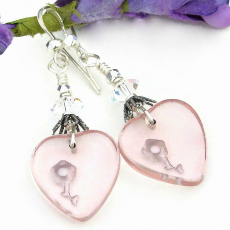transparent vintage intaglio heart rose jewelry handmade valentines day