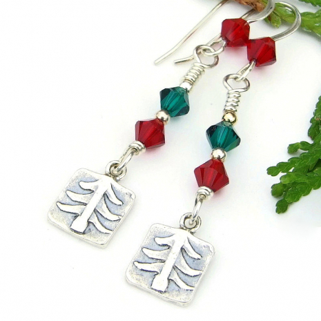 trees red green crystals jewelry Christmas holidays