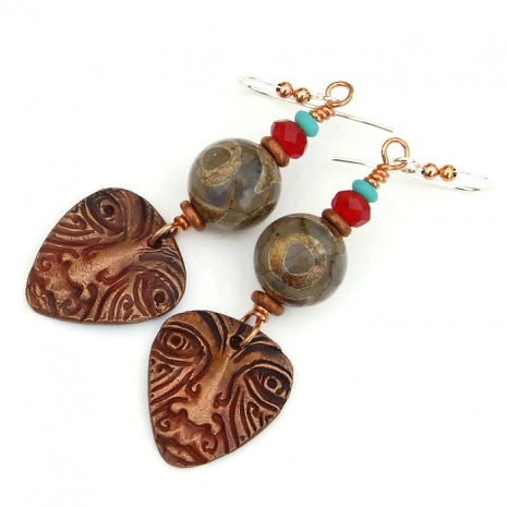 unique tribal face mask jewelry with tibetan eye agate