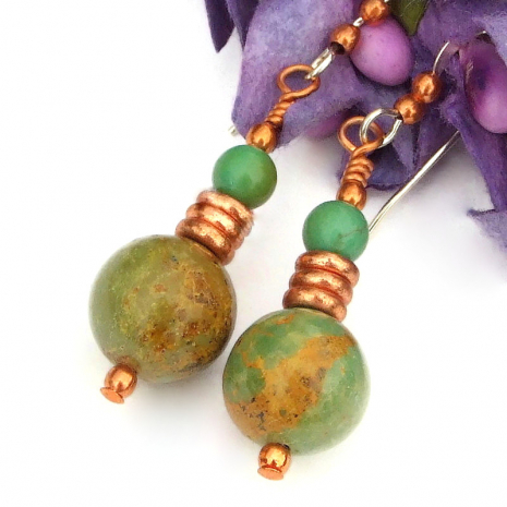 turquoise copper earrings handmade jewelry gift