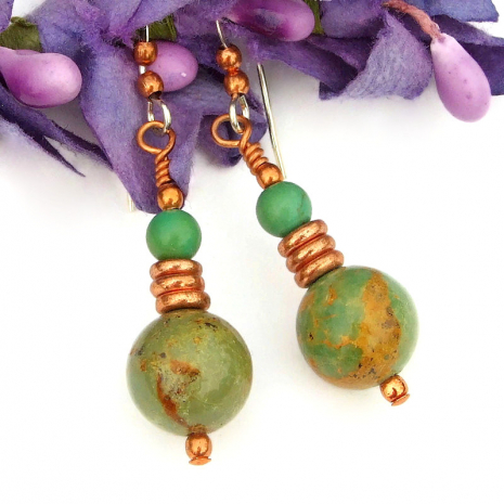 turquoise copper jewelry handmade earrings gift