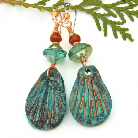 turquoise copper red rustic wings jewelry