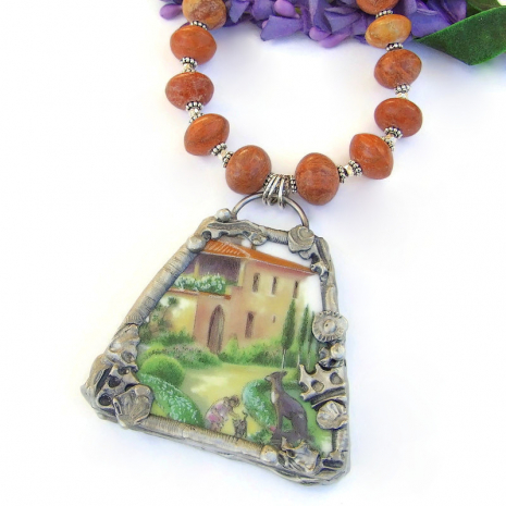 tuscan villa recycled pendant jewelry handmade peruvian ceramic beads