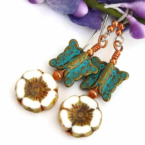 butterfly and flower earrings for women