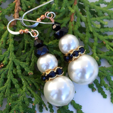 unique swarovski pearls snowmen snowman earrings