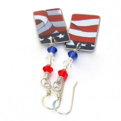 united states flag patriotic jewelry handmade swarovski crystals