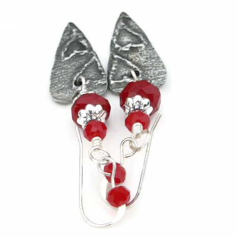 Valentines Day hearts jewelry handmade pewter red