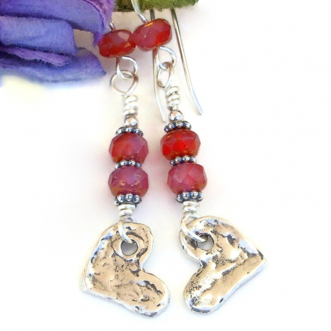 valentines hearts handmade jewelry pink red raspberry