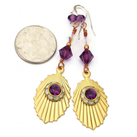 vintage crystal fan jewelry handmade gift for her
