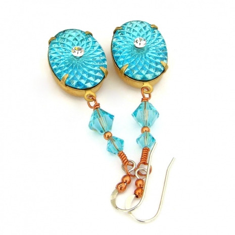 vintage sunburst crystal jewelry handmade gift for her