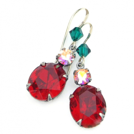 vintage Swarovski crystal Christmas jewelry handmade gift for women