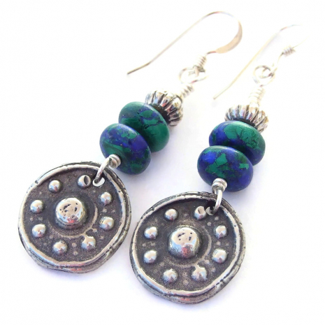 wheel eightfold path earrings symbolic buddhist jewelry gift for her